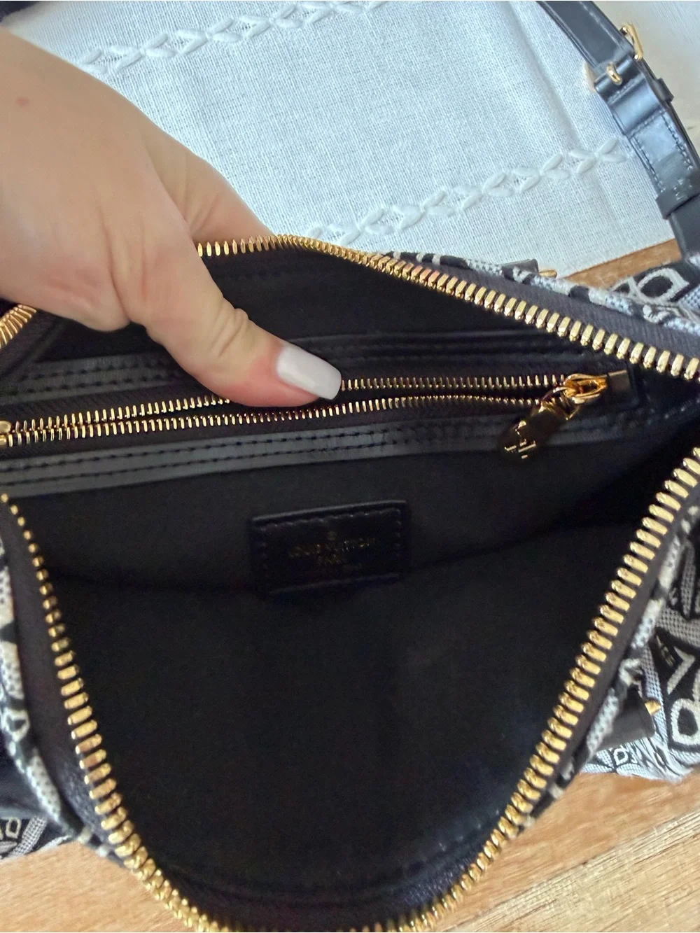 LV Black & White Monogram Jacquard Satchel with Gold Hardware